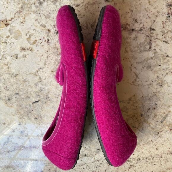 Living Kitzbühel $149 Women German Wool Ballerina Slipper Hot Pink w Gold EUC 7 - Picture 8 of 14